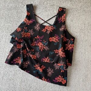 Torrid Black Floral Cami Crop Tank Top Women's Size 3X (22/24)